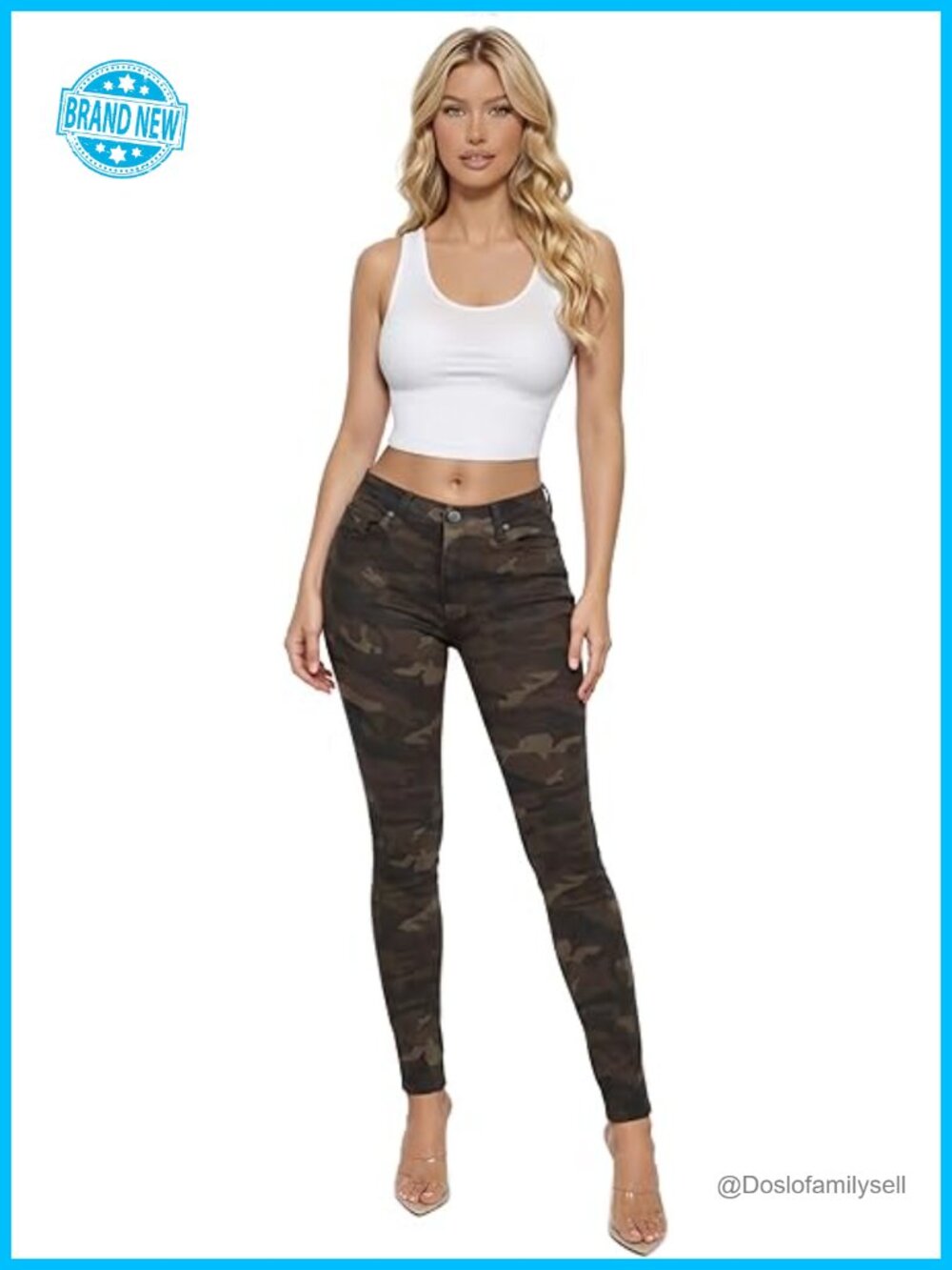 Butt Lifting Mid Rise Skinny Jeans with Stretch Cotton Blend